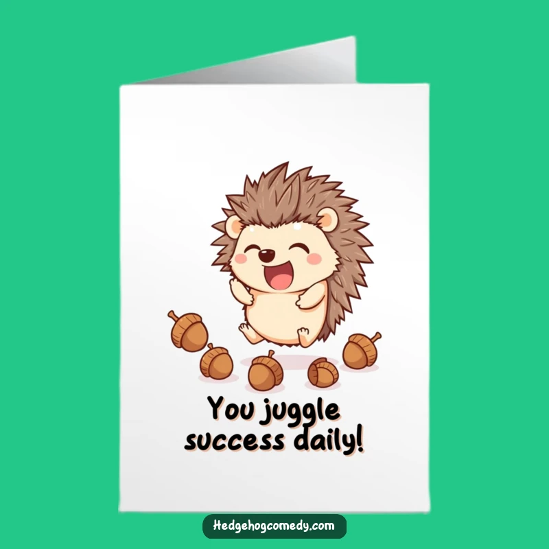 Free Printable Juggling Hedgehog Congrats Card: Funny Downloadable Gift