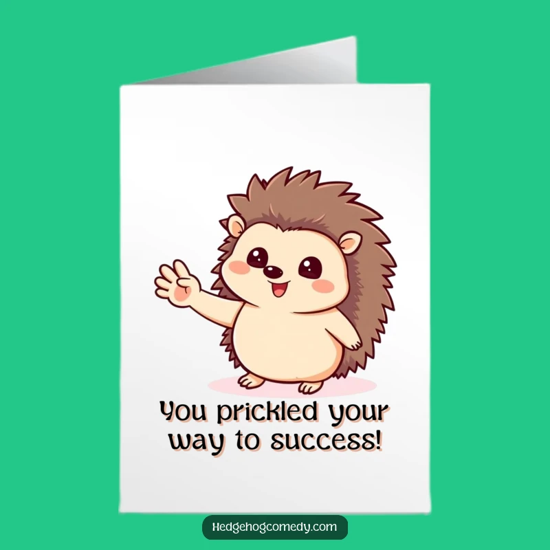 Free Printable Congrats Card: Cheerful Waving Hedgehog for a Funny DIY Celebration
