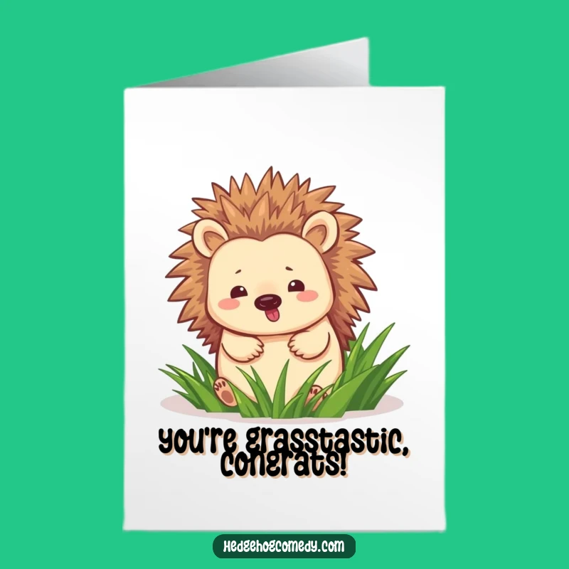 Free Printable Congrats Card: Waddling Hedgehog, Happy Stroll, Humorous Downloadable for Milestones