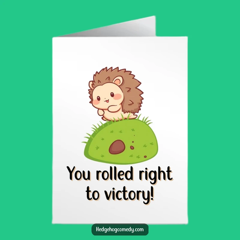 Free Printable Congrats Card Kawaii Hedgehog Rolling Downhill Downloadable Gift