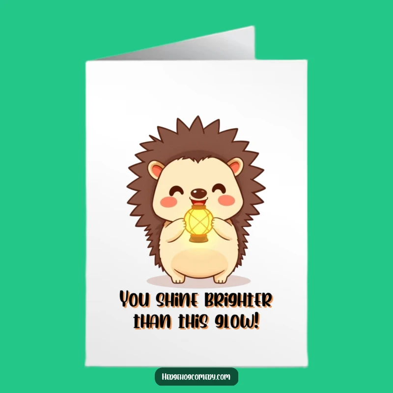 Free Printable Kawaii Hedgehog Lantern Congrats Card - Bright Downloadable Greeting