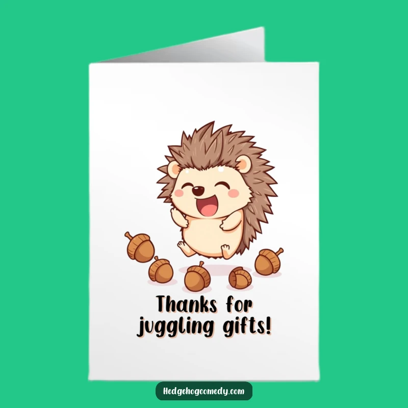 Free Printable Juggling Hedgehog Thank You Card: Funny Downloadable Gift
