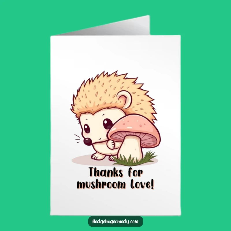 Free Printable Thank You Card: Hedgehog Mushroom Sniff, Funny Downloadable Gratitude