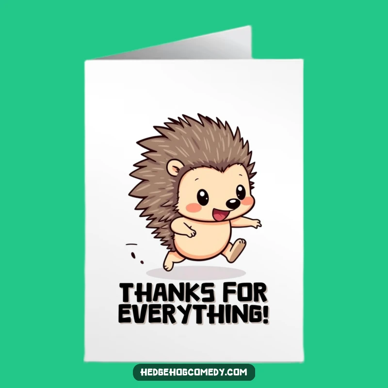Free Printable Thank You Card: Hedgehog Race - Funny Thanks!