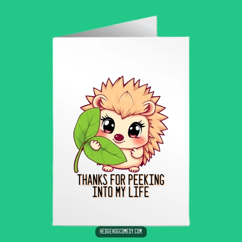 Free Printable Thank You Card: Hedgehog's Peek for a Funny Downloadable Gift