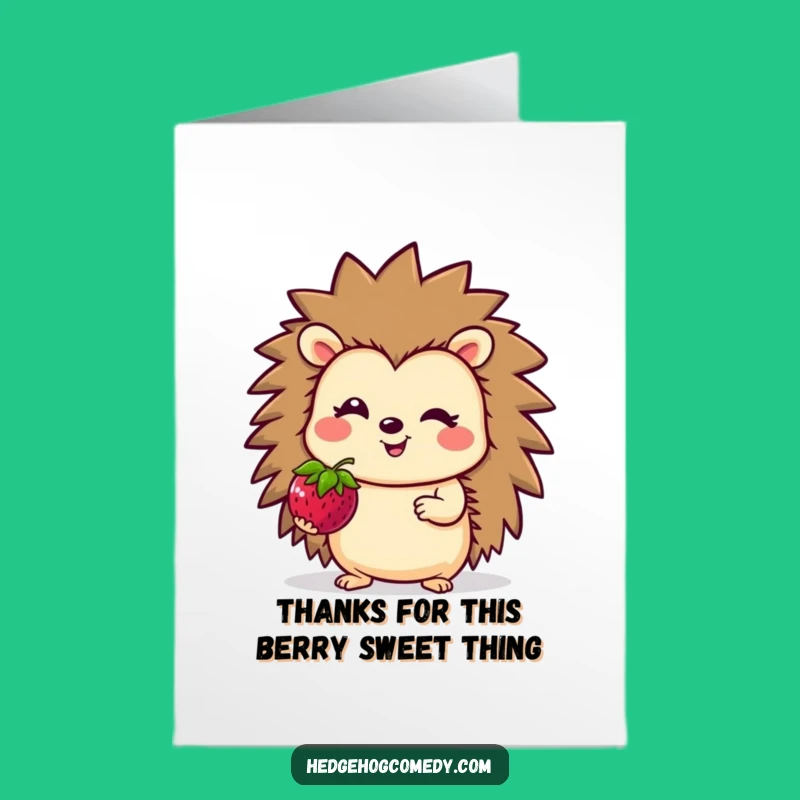 Free Printable Thank You Card: Smiling Hedgehog, Funny Downloadable Gift