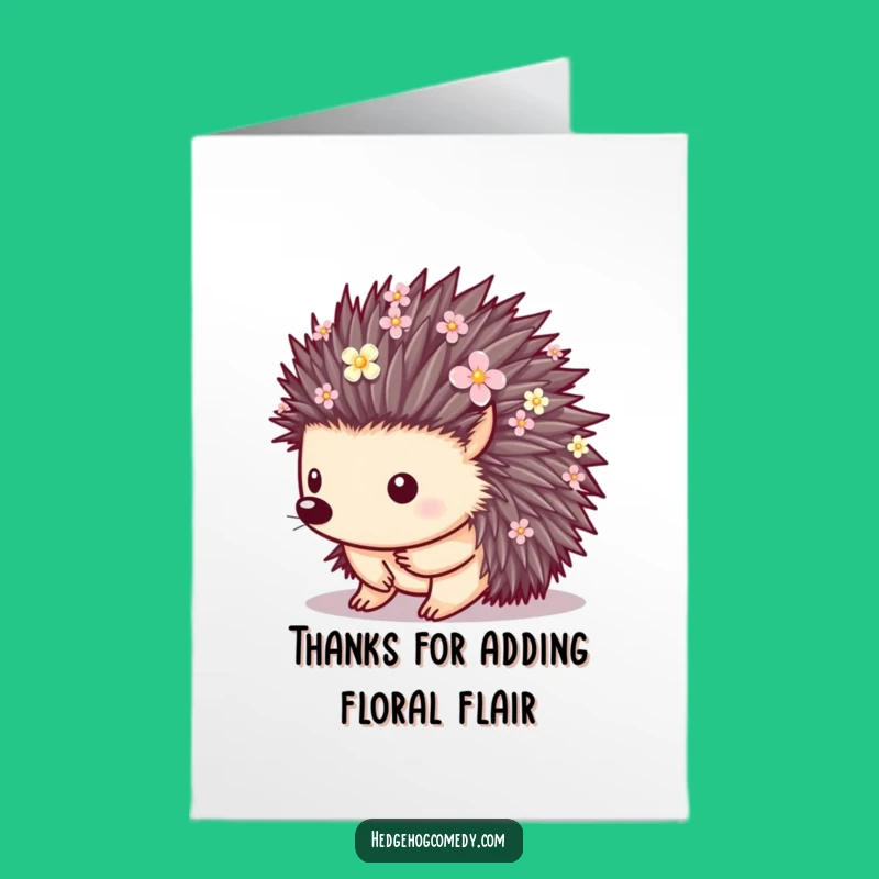 Free Printable Thank You Card: Floral Hedgehog for a Funny DIY Appreciation