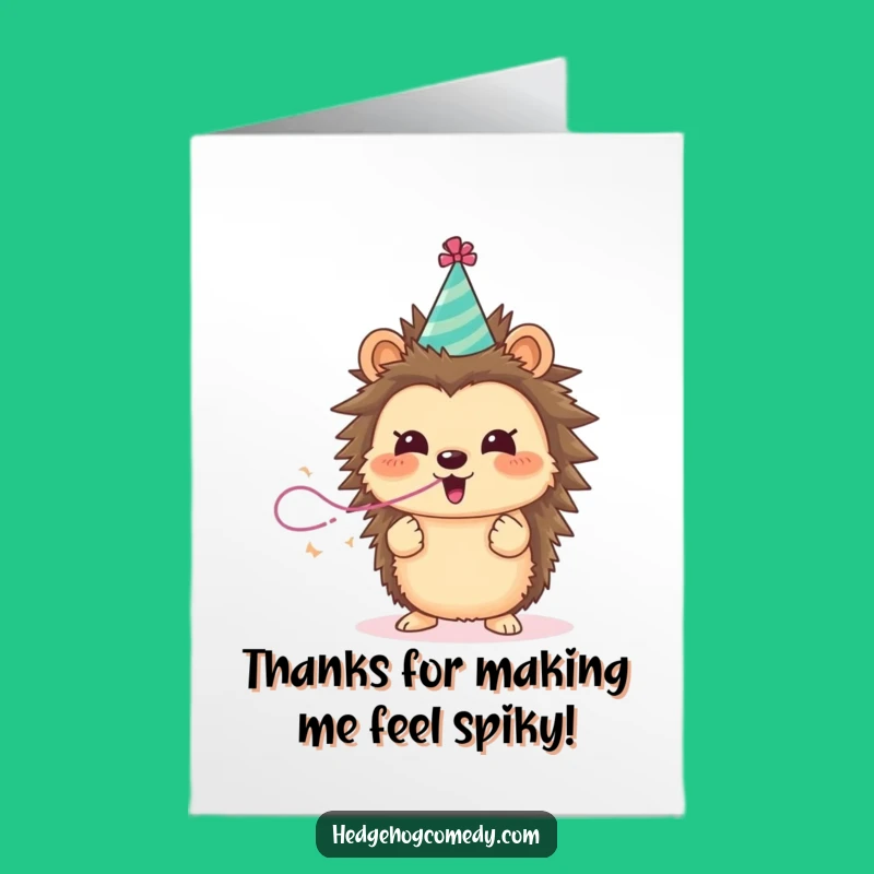 Free Printable Thank You Card: Funny Hedgehog Streamer Gratitude Downloadable Gift