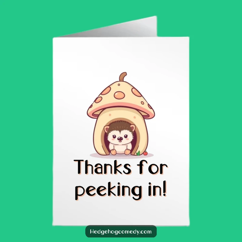 Free Printable Thank You Card: Curious Hedgehog, Cozy Gratitude, DIY Greeting