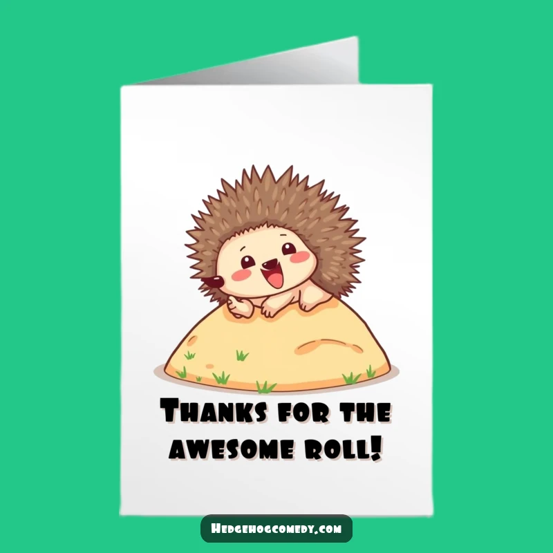 Free Printable Thank You Card: Funny Hedgehog Rolling, Express Gratitude with Humor