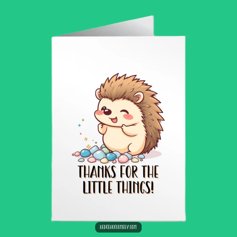 Free Printable Kawaii Hedgehog Pebbles Thank You Card - Sparkling Downloadable Gift