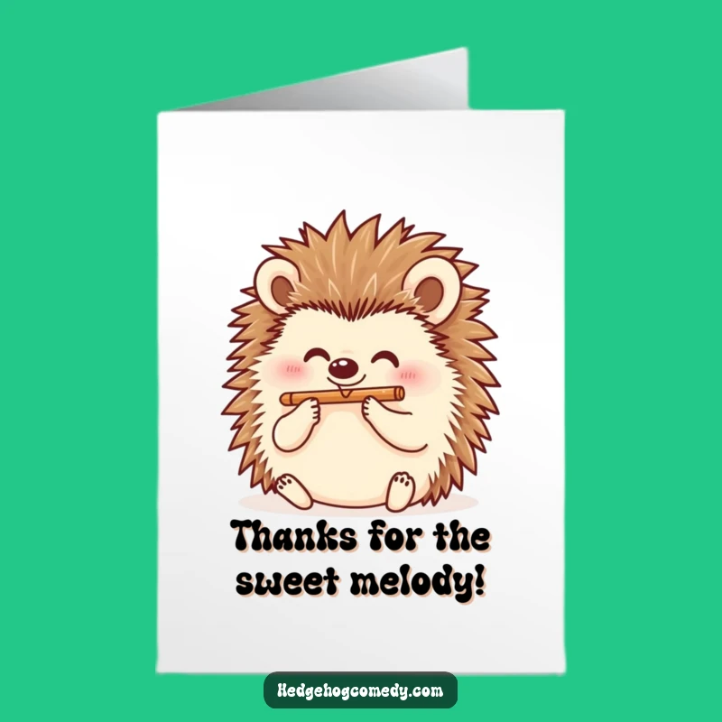 Free Printable Hedgehog Flute Thank You Card - Melodious Downloadable Gift for Appreciation!