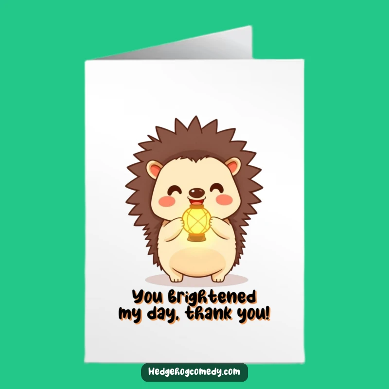 Free Printable Kawaii Hedgehog Lantern Thank You Card - Radiant Downloadable Gift