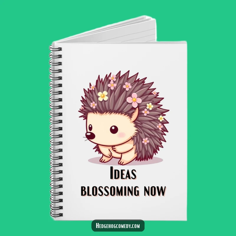 Funny Floral Hedgehog Notebook - Cute Blooming Journal