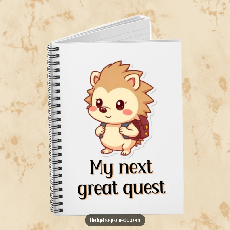 Funny notebook with a curious hedgehog and backpack, perfect for jotting down notes, ideas, and dreams.