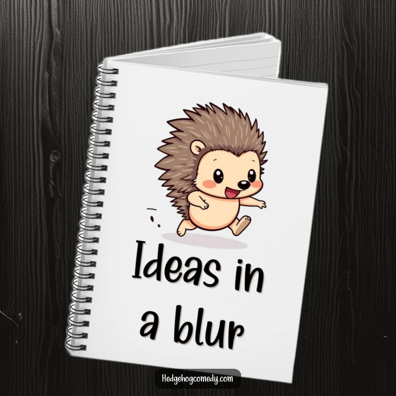 Funny Hedgehog Racing Notebook: Determined hedgehog with blurred legs, perfect for jotting down notes with focused enthusiasm.