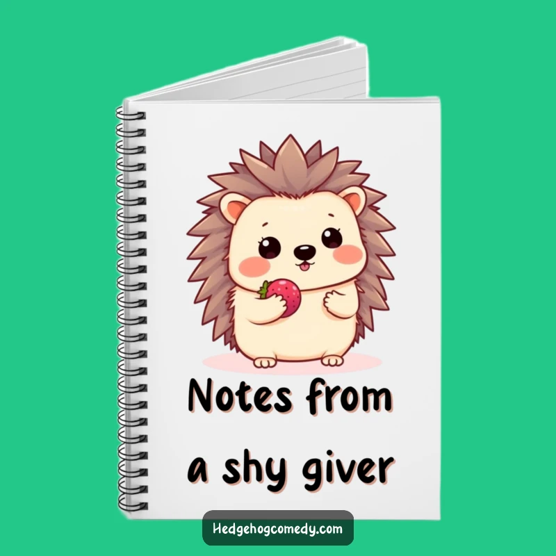 Funny Kawaii Hedgehog Shy Wave Notebook - Gentle Journal for Notes Gift