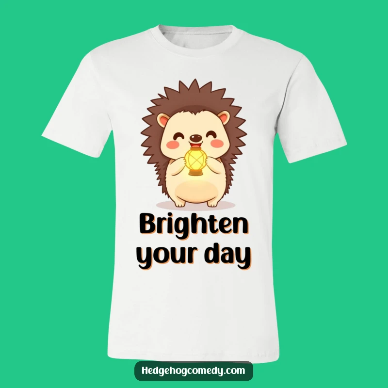 Funny Kawaii Hedgehog Lantern Tee: Glowing Joy, Radiant Design, Comfortable Funny Gift