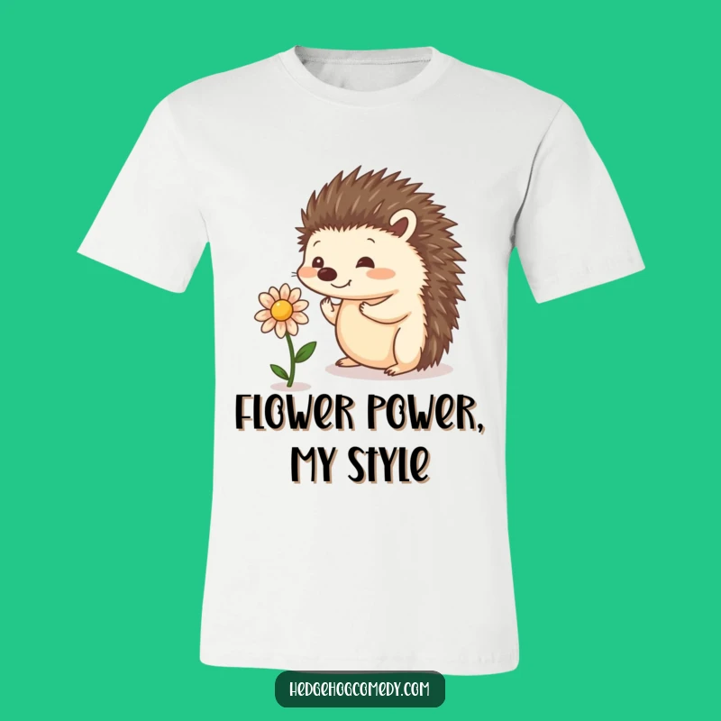Funny Balancing Hedgehog T-Shirt - Cute Flower Balance Nature Tee Gift