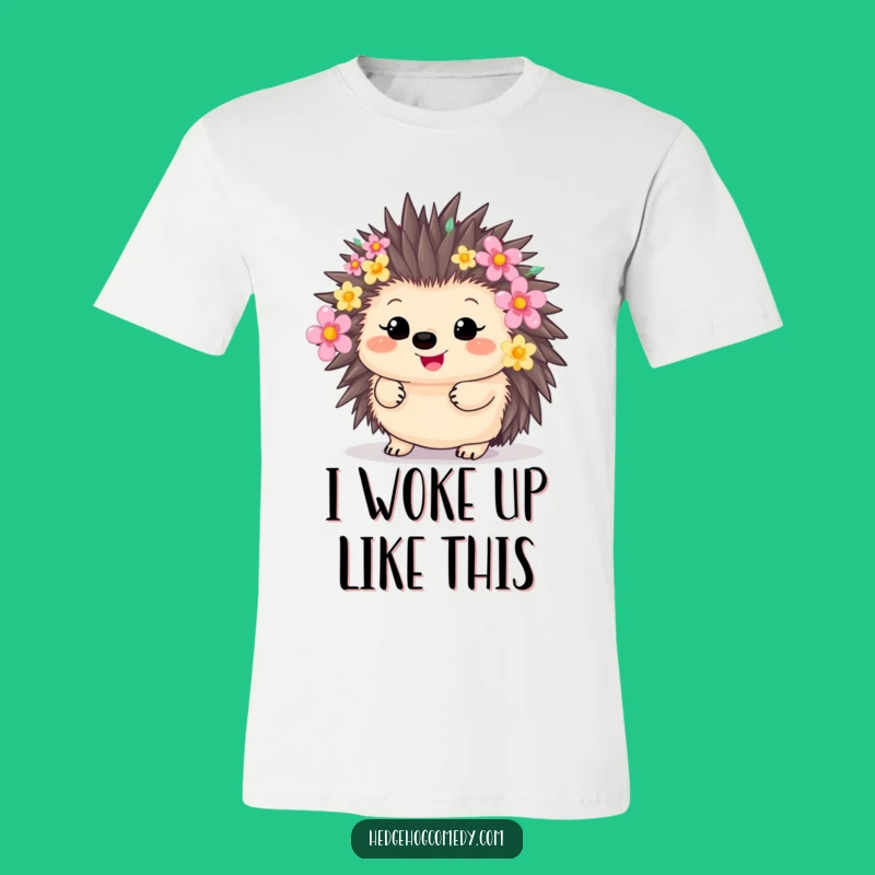 Funny Flower Hedgehog T-Shirt: Cute Kawaii Animal Apparel, A Hilarious Gift for Flower Enthusiasts