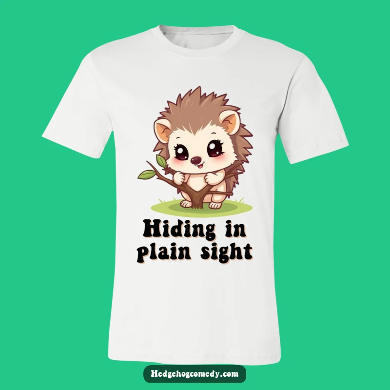 Funny Hedgehog Peeking Tee: Quirky Woodland Humor for Your Wardrobe!