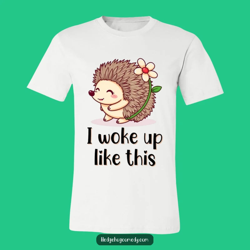 Funny Hedgehog Rolling T-Shirt: Flower Back Design, Hilarious Gift for Her