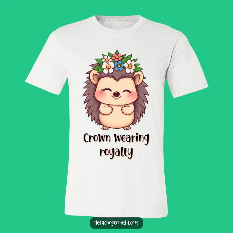 Funny Winking Hedgehog Crown T-Shirt: Royal Charm and Humor!