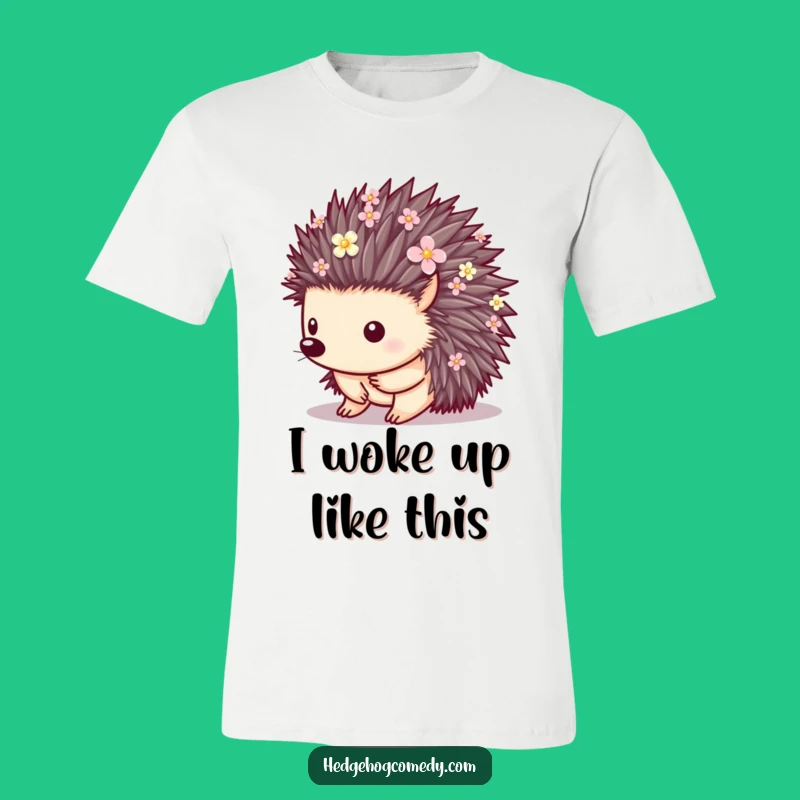 Funny Floral Hedgehog T-Shirt - Cute Nature Quills Tee Gift