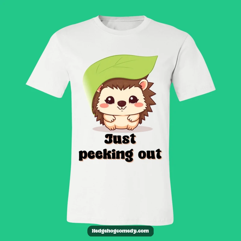 Funny Kawaii Hedgehog Shy Peek T-Shirt - Hilarious Prickly Friend Hiding with a Smile Gift