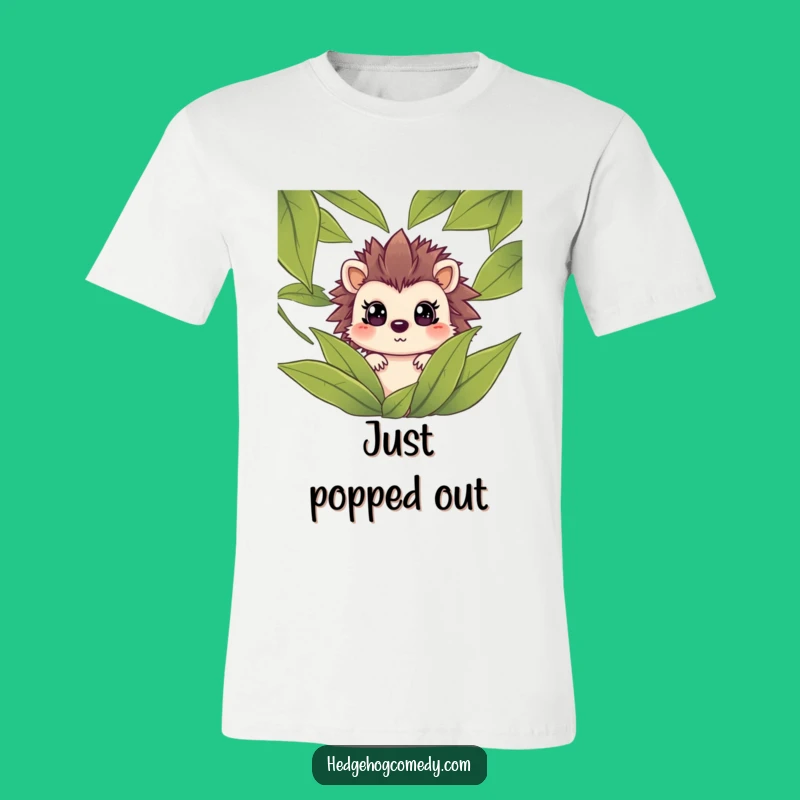 Funny Hedgehog Surprise T-Shirt: Hilarious Leaf Peeking Tee, Perfect Gift for Animal Lovers