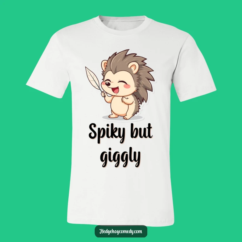 Funny Hedgehog T-Shirt: Giggling Over Feather Tickle, Hilarious Cute Animal