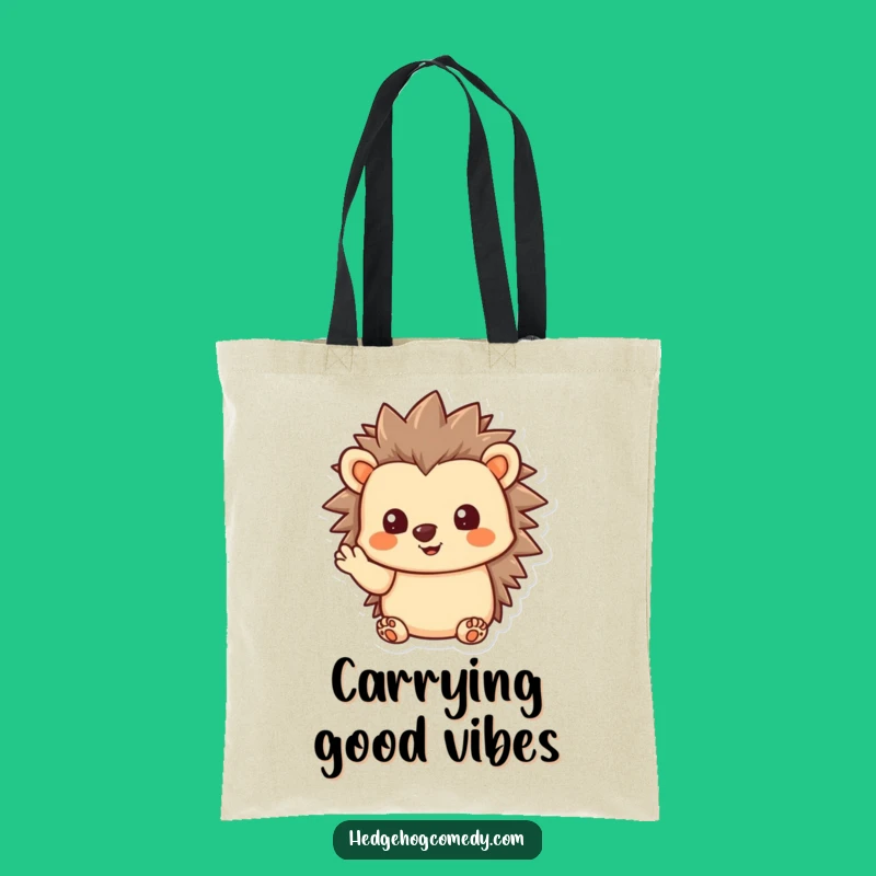 Funny Kawaii Hedgehog Tote Bag - Friendly Humorous Gift for Everyday