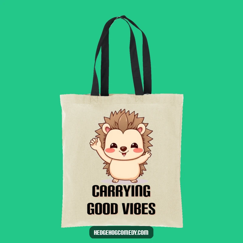 Funny Hedgehog Waving Tote Bag: Carry Your Day with Friendly Charm!