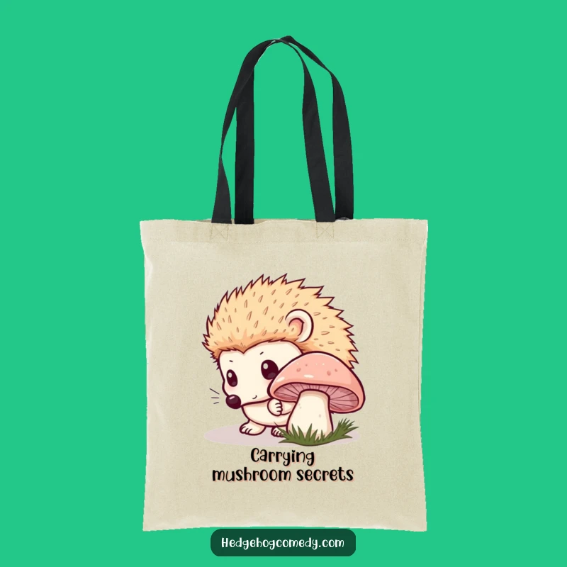 Funny Kawaii Hedgehog Tote Bag: Mushroom Sniff Adventure - Carry Your Curiosity!