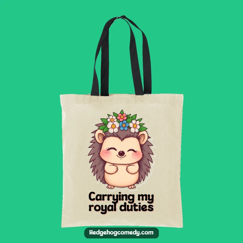 Funny Winking Hedgehog Crown Tote Bag: Carry Your Royal Charm!