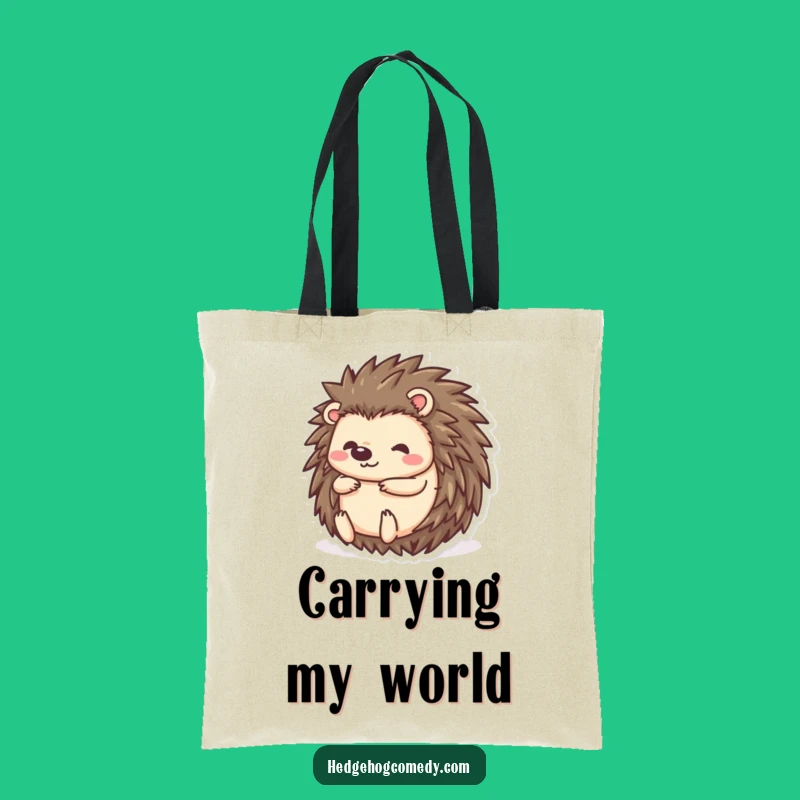 Funny Kawaii Hedgehog Ball Tote Bag - Hilarious Prickly Companion Rolling for Errands Gift