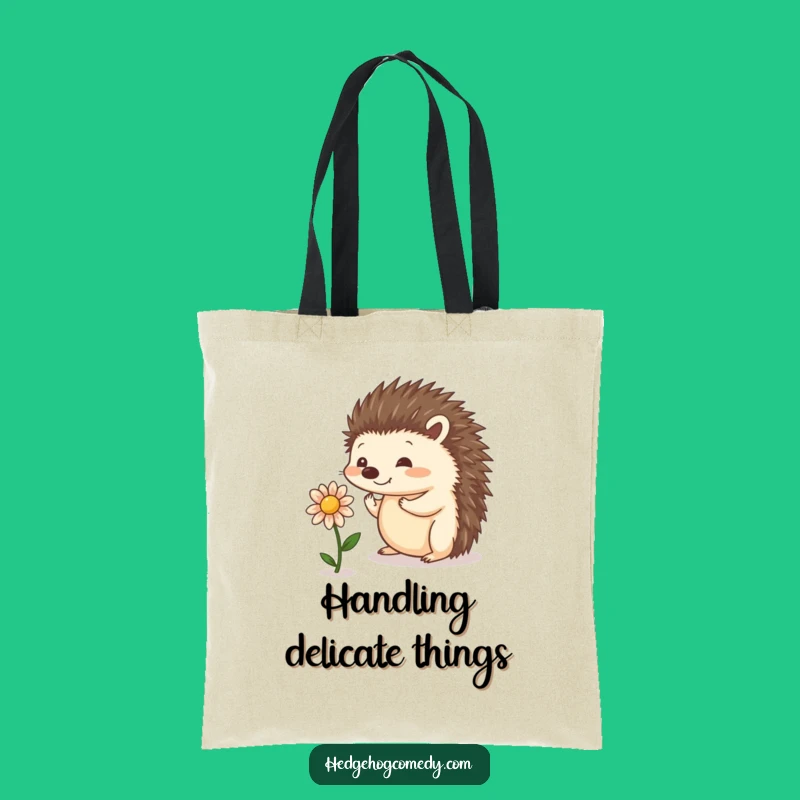Funny Balancing Hedgehog Tote Bag - Cute Flower Balance Carryall Gift