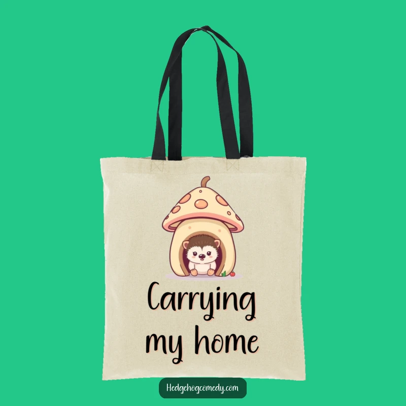 Funny Curious Hedgehog Tote Bag: Mushroom Home Carry-all, Perfect Gift