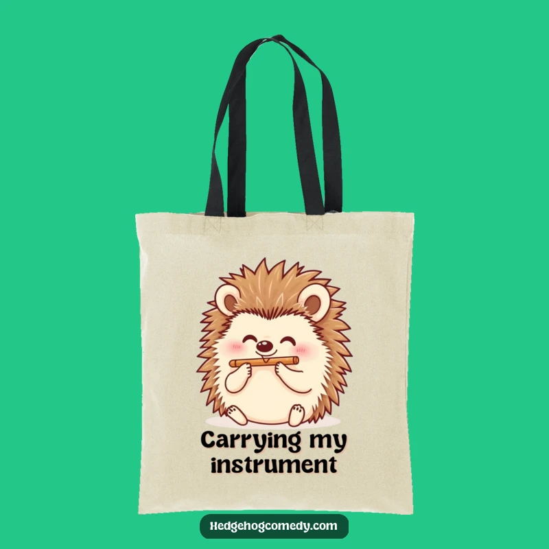 Funny Hedgehog Flutist Tote Bag: Carry Your Tunes with Style