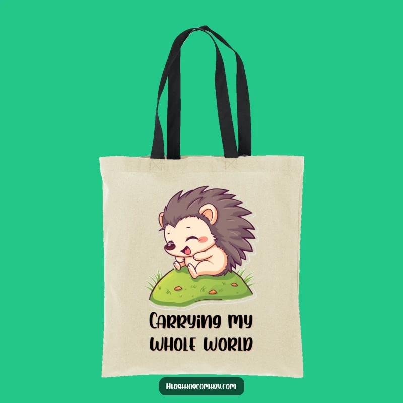 Funny Hedgehog Hill Roll Tote Bag - Stylish & Amusing Gift!