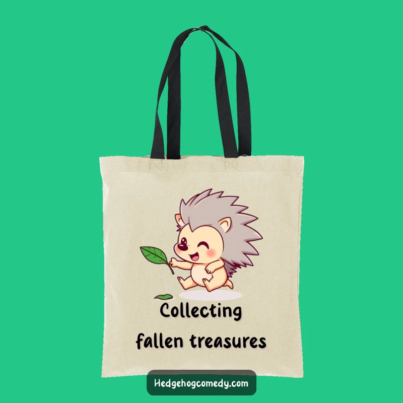 Funny Hedgehog Leaf Chase Tote Bag: Playful Autumn Accessory - Practical Funny Gift