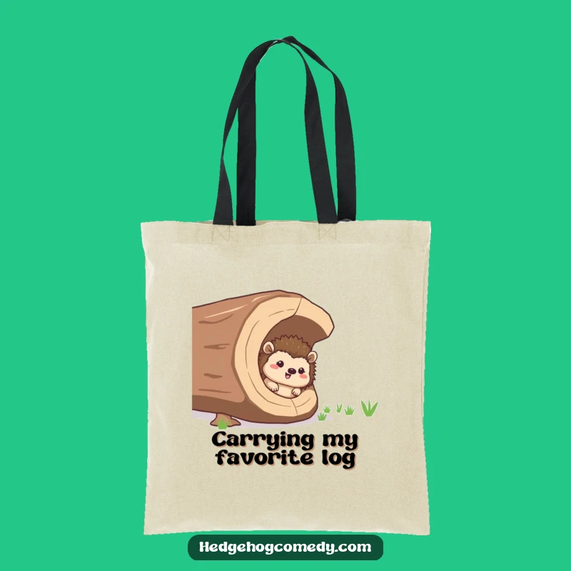 Funny Hedgehog Log Tote Bag - Carry Your Humor in Style