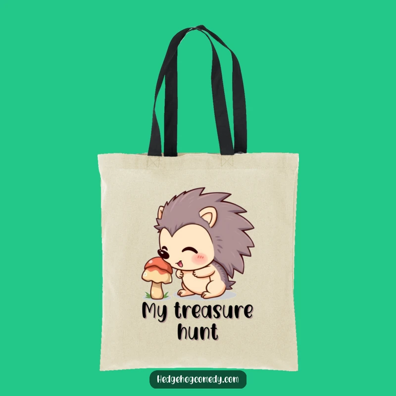 Funny Hedgehog Sniffing Mushroom Tote Bag: Explore Carryall, Hilarious Nature Gift