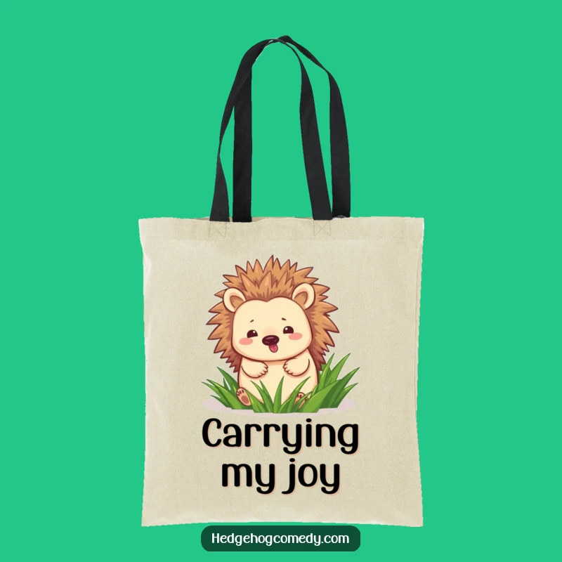 Funny Hedgehog Waddling Tote Bag: Happy Grass Walker Carryall, Adorable Joyful Gift