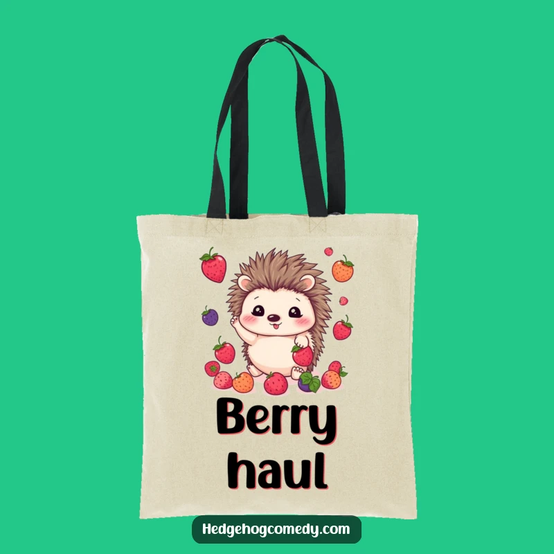 Funny Juggling Hedgehog Tote Bag: Cute Kawaii Berry Carryall