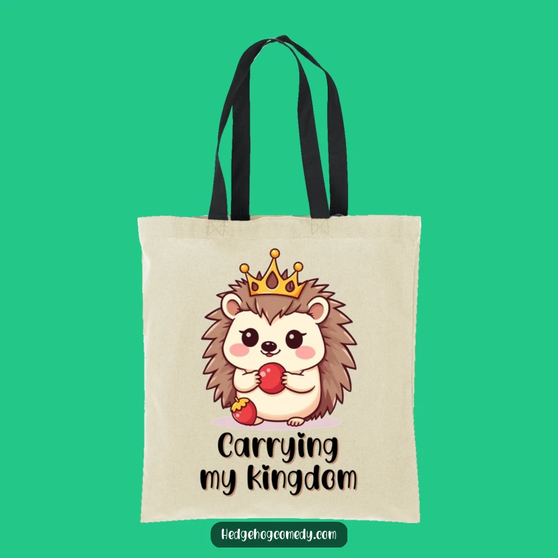 Carry your essentials in adorable style with this funny kawaii hedgehog tote bag! This tiny crowned hedgehog balancing a berry is ready for all your adventures.