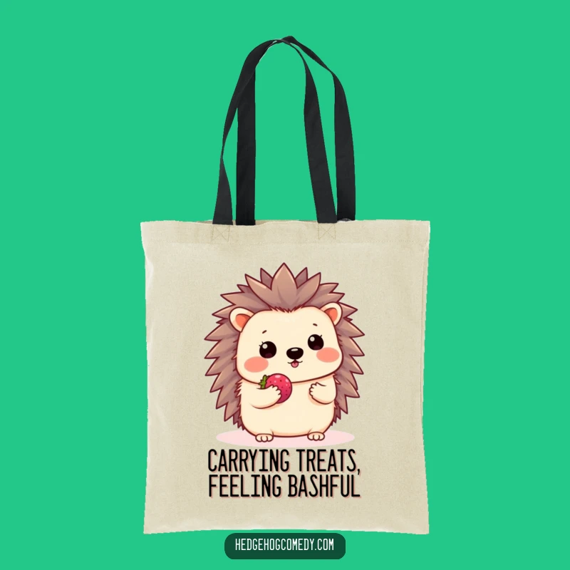 Funny Kawaii Hedgehog Shy Wave Tote Bag - Cute Berry Carryall Gift