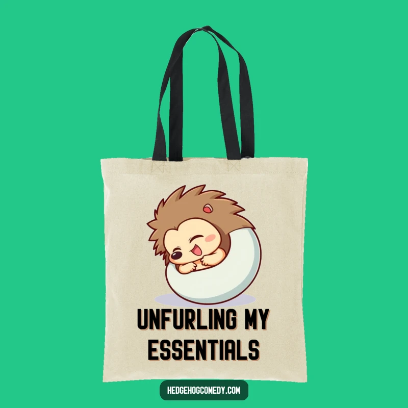 Funny Hedgehog Uncurling Tote Bag: Surprise Design, Spacious & Humorous Gift